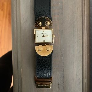 Michael Kors Watch Black and Gold Snake Skin